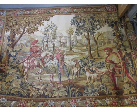 Large good quality machine woven tapestry wall hanging in antique style