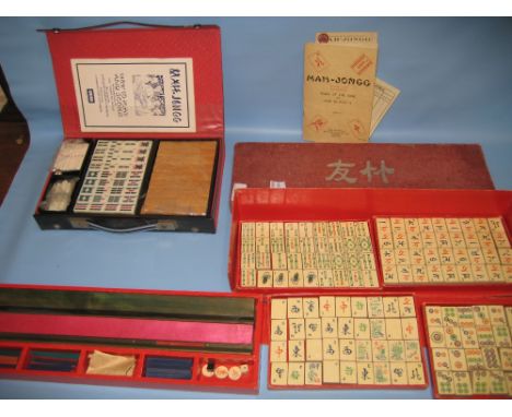 Chad Valley mahjong set together with another cased mahjong set