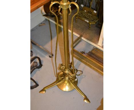 Art Nouveau brass oil lamp standard adapted for use with electricity