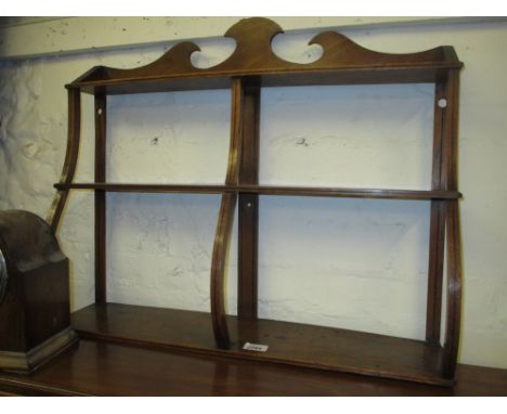 19th Century mahogany and black line inlaid and three shelf wall bracket