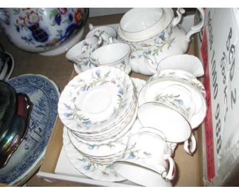 Royal Albert twenty two piece tea service together with a Royal Albert Old Country Rose pattern fork set