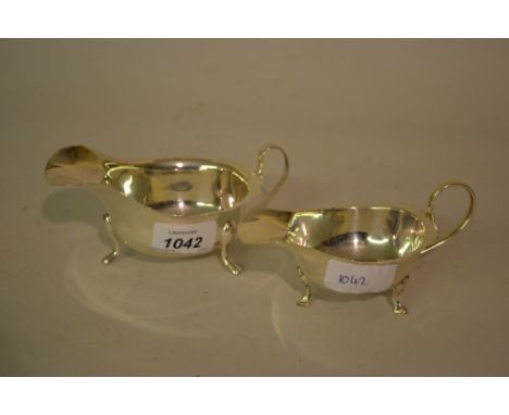 Silver sauce boat, Sheffield 1966, together with another similar smaller, Birmingham 1926