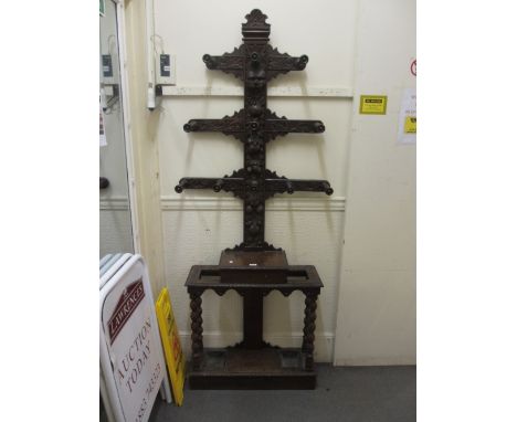 Victorian carved oak hat and coat stand