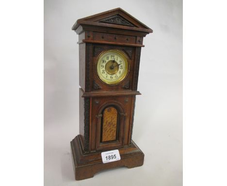 Late 19th / early 20th Century miniature longcase clock, the ceramic dial with Arabic numerals and a single train movement