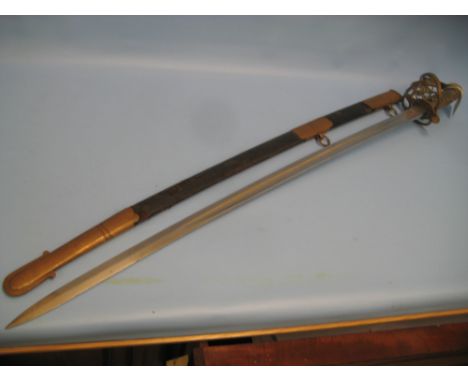 Victorian 1844 pattern Warrant officer's Infantry sword in a brass and leather scabbard