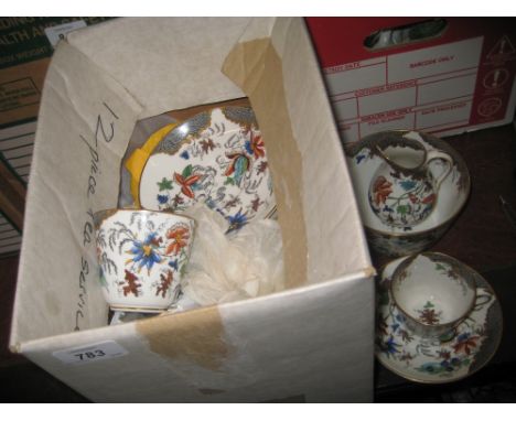 Victorian floral decorated twelve place setting tea service (one cup a/f)