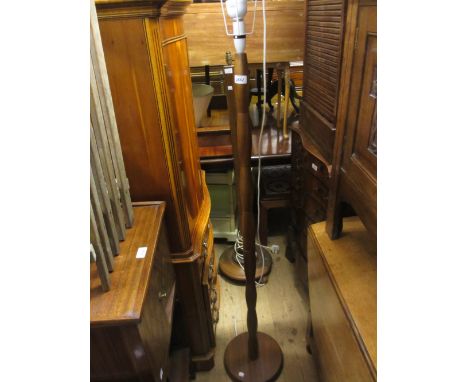 1970's Teak standard lamp together with a ceramic table lamp with shade