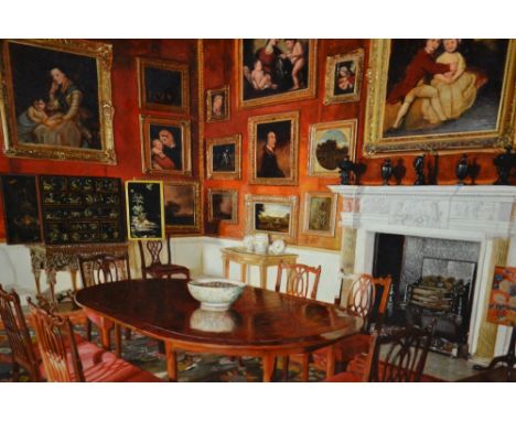 S. Lee, oil on panel, period interior scene with dining table, chairs and a picture collection, 11ins x 15ins, gilt framed