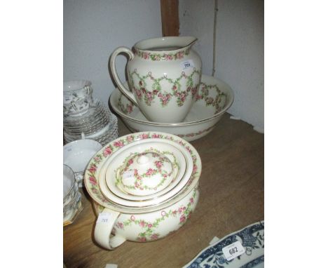 George Jones Crescent china floral decorated jug and basin set