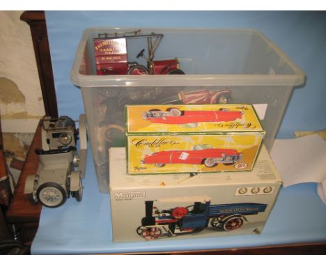 Mamod model steam engine and a quantity of other model cars and vehicles