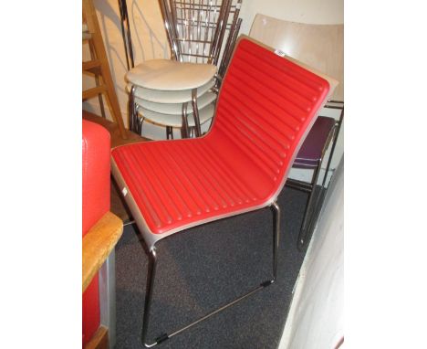 Ercol aluminium and red foam backed desk chair designed by Lucius Ercolani