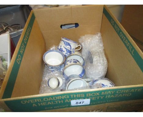 20th Century blue and white transfer printed part tea service, a 19th Century transfer printed sauce tureen and cover and oth