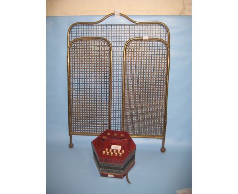 Child's accordian together with a brass wirework firescreen