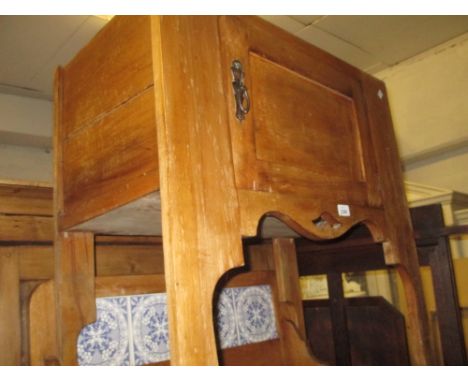 Edwardian satin birch tile back washstand with a marble top above a single door