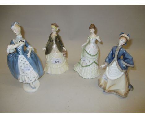 Four modern Royal Worcester figures, ' Winters Morn ', ' Autumn Song ', ' Belle of the Ball ' and ' Masquerade '