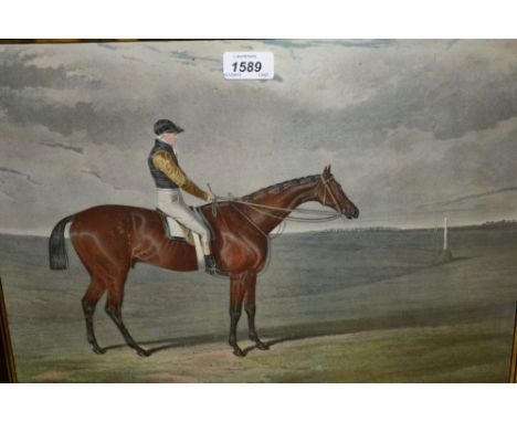 Antique hand coloured engraving, ' Racing Plate IV ' after Herring (a/f) together with another, portrait of Frederick, winner