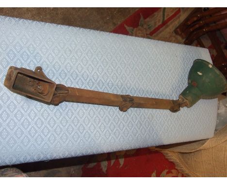 Retro Industrial Machinists Angle Poise Work Lamp with Green Enamel Shade. The shade is 5 1/2 inches long and 6 1/2 inches wi