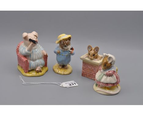 Beswick Beatrix Potter Figurines 'The old woman who lived in a shoe knitting' (BP3c), 'Little Pig Robinson Spying' (BP3c), 'T