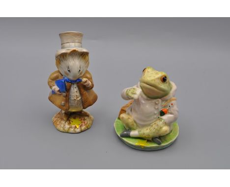 Beswick Beatrix Potter figurine 'Amiable Guinea Pig' (BP2a) and 'Mr Jeremy Fisher' (BP1a - gold circle first version with spo