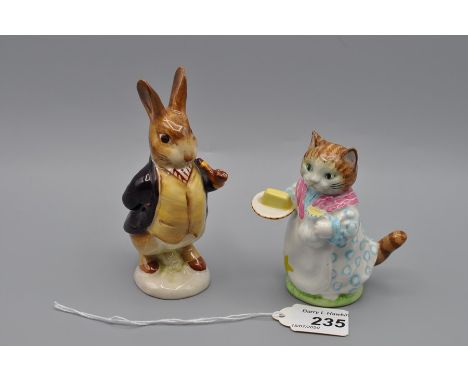 Beswick Beatrix Potter figurines 'Ribby' (BP2a) and 'Mr Benjamin Bunny' (BP3a - first version), unboxed (2)