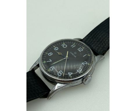 A scarce second world war air ministry RAF pilot's Omega wrist watch. Issued to RAF pilots and navigators with perhaps one of