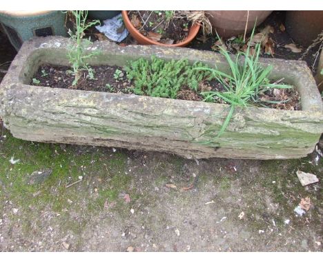 Rectangular Concrete Log Planter 31 x 10 inches 6 tall