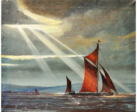 William H Bates seascape signed lower right, 50 x 61cm plus a further oil on canvas (A/F)  signed lower left R Brunet