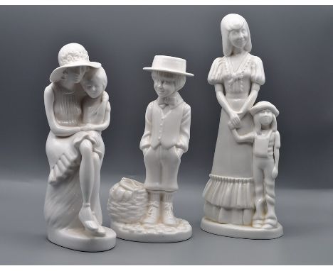 Three Spode, Pauline Shone figures to include: mother &amp; child 26cm tall; Daniel, 21cm tall Mother Love, 23cm tall   