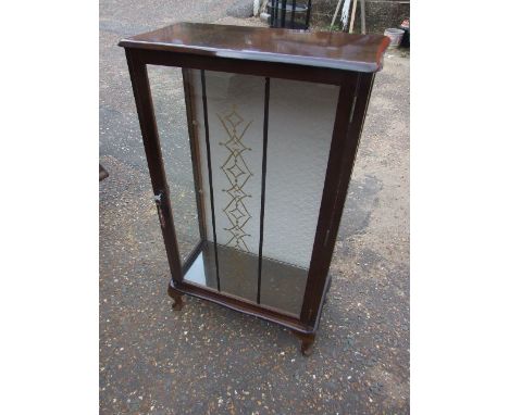 Vintage Glazed Display Cabinet with 2 glass shelves on pad feet 41 inches tall 24 wide