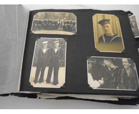 COLLECTION OF OLD POSTCARDS SOME WITH A MILITARY THEME IN A VINTAGE LEATHER ALBUM 
