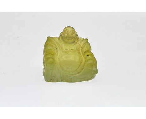 A miniature Chinese carved ' jade' figure of seated laughing Buddha, height 2.5cm