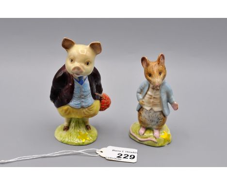 Beswick Beatrix Potter Figurines 'Johnny Town Mouse' (BP2a) and 'Pigling Bland' (BP2a - first version), unboxed (2)