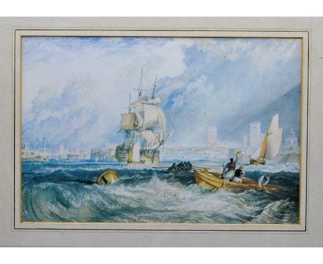A pair of framed seascape watercolours 40cm x 34cm 