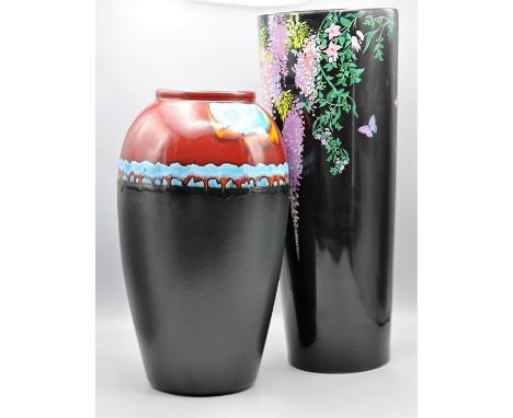 Poole Pottery - a Poole Pottery ceramic vase with contemporary design approximately 34cm tall and a modern tall vase with wis