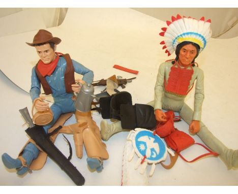 MARX TOYS COWBOY AND INDIAN WITH ACCESSORIES