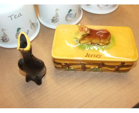 Vintage Jersey Butter Dish &amp; Black Bird Pie Funnel