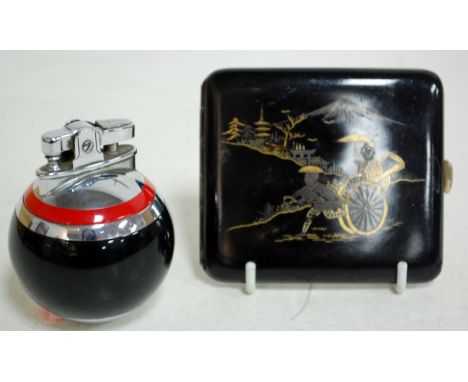 A Japanese Komai pocket cigarette case, and a Ronson for Rivlectric table cigarette lighter (2)