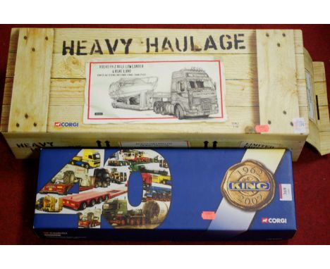 A cased Corgi Volvo 5 Axle King trailer '40th year Anniversary Edition'; together with a heavy haulage Volvo FH2 axle low loa