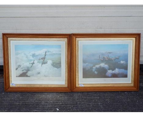 Two framed prints after Robert Taylor comprising a first edition example entitled Lancaster, signed in pencil by Group Captai