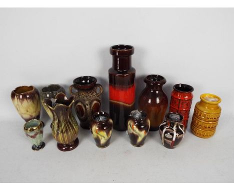 A collection of German / West German ceramic vases, largest approximately 32 cm (h)Condition Report: Restoration to the foot 