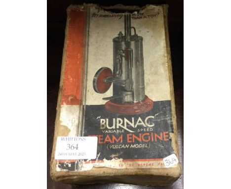 BURNAC: A steam engine contained within fitted box. Est. £20 - £30.