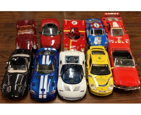 Ten various unboxed 1:18 scale model cars. Est. £20 - £30.