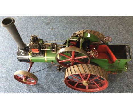 A near complete 3 inch scale model of a Burrell General Purpose Traction Engine. Eleven and a half inch six spoke flywheel, w