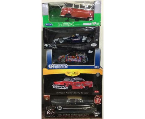 Five various 1:18 scale boxed model cars. Est. £20 - £30.