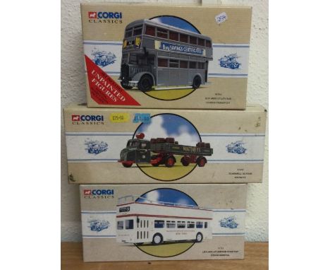 CORGI: Three boxed buses. Est. £20 - £30.