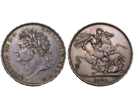 UNITED KINGDOM. George IV, 1820-30. Silver Crown, 1822. Royal Mint. Laureate head left; B.P. below; GEORGIUS IIII D: G: BRITA