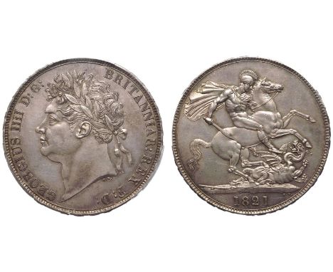UNITED KINGDOM. George IV, 1820-30. Silver Crown, 1821. Royal Mint. One of the most popular crown issues, designed by the fam