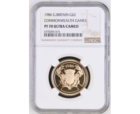 UNITED KINGDOM. Elizabeth II, 1952-2022. Gold 2 Pounds, 1986. Royal Mint. Proof. Commemorating the XIII Commonwealth Games he