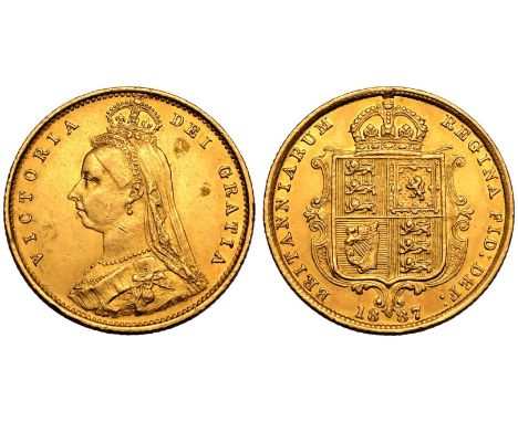 UNITED KINGDOM. Victoria, 1837-1901. Gold Half-Sovereign, 1887. London. Imperfect J DISH L508. The issues the mint encountere