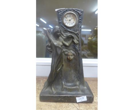 A plaster Art Nouveau clock, 35.5cm 